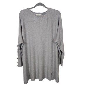 N. Every Day Long Sleeve Button Detail Knit Tunic‎ in Gray - Size S/M